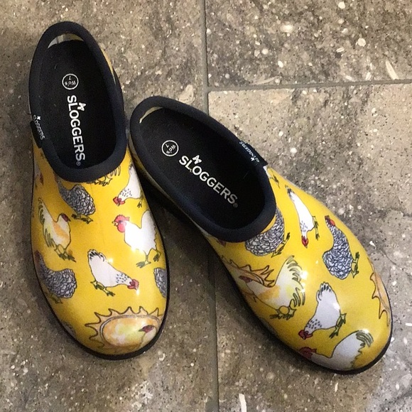 Sloggers garden shoes, chicken print, yellow, 7 - Picture 3 of 13